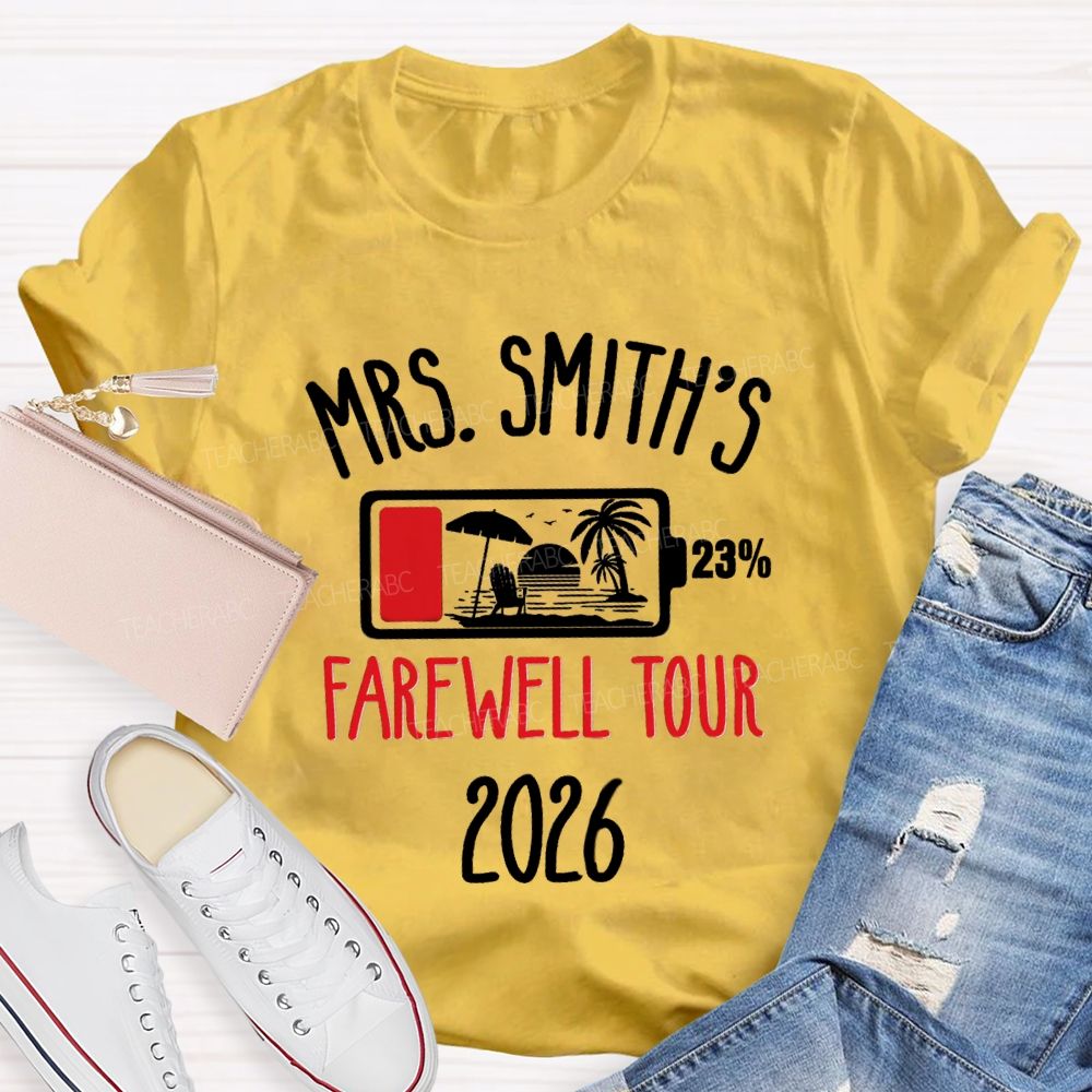 Personalized Name Retirement Countdown Farewell Tour Teacher T-shirt