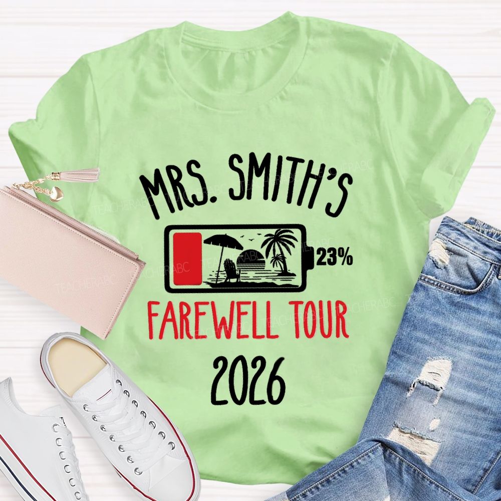 Personalized Name Retirement Countdown Farewell Tour Teacher T-shirt