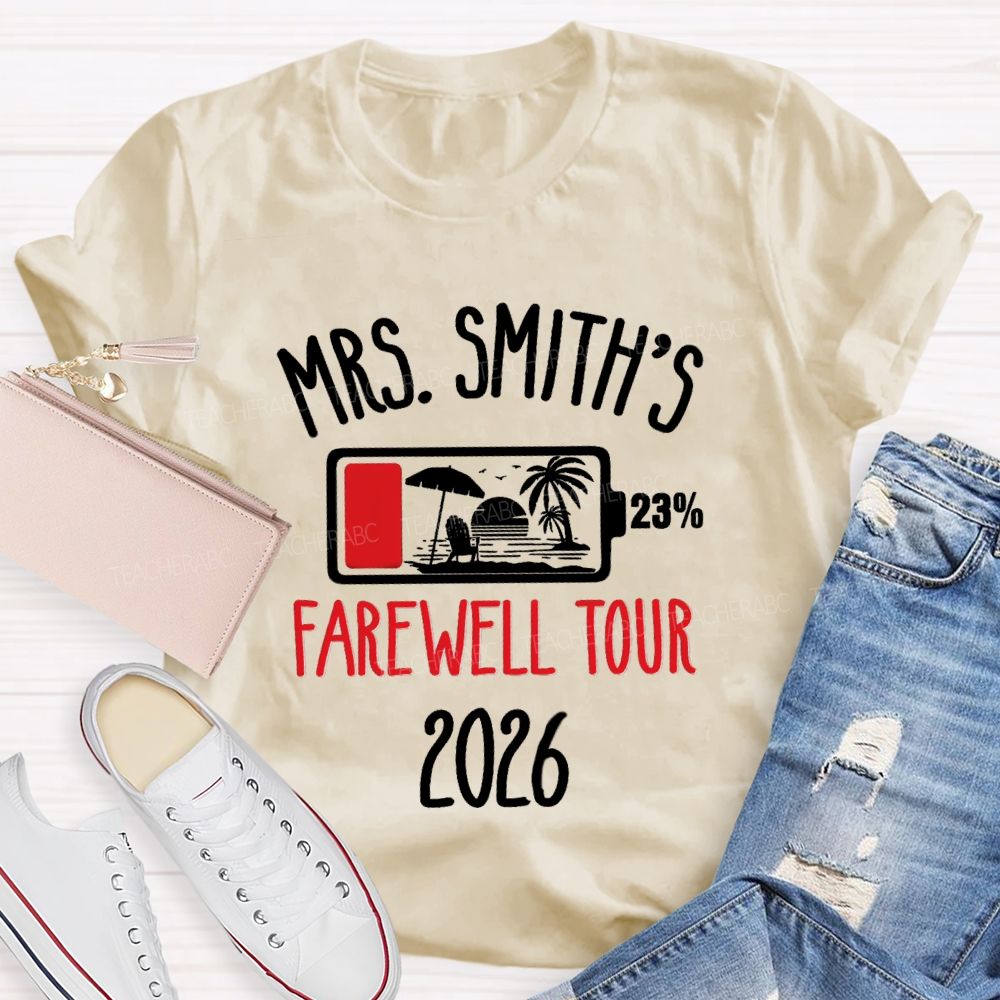 Personalized Name Retirement Countdown Farewell Tour Teacher T-shirt