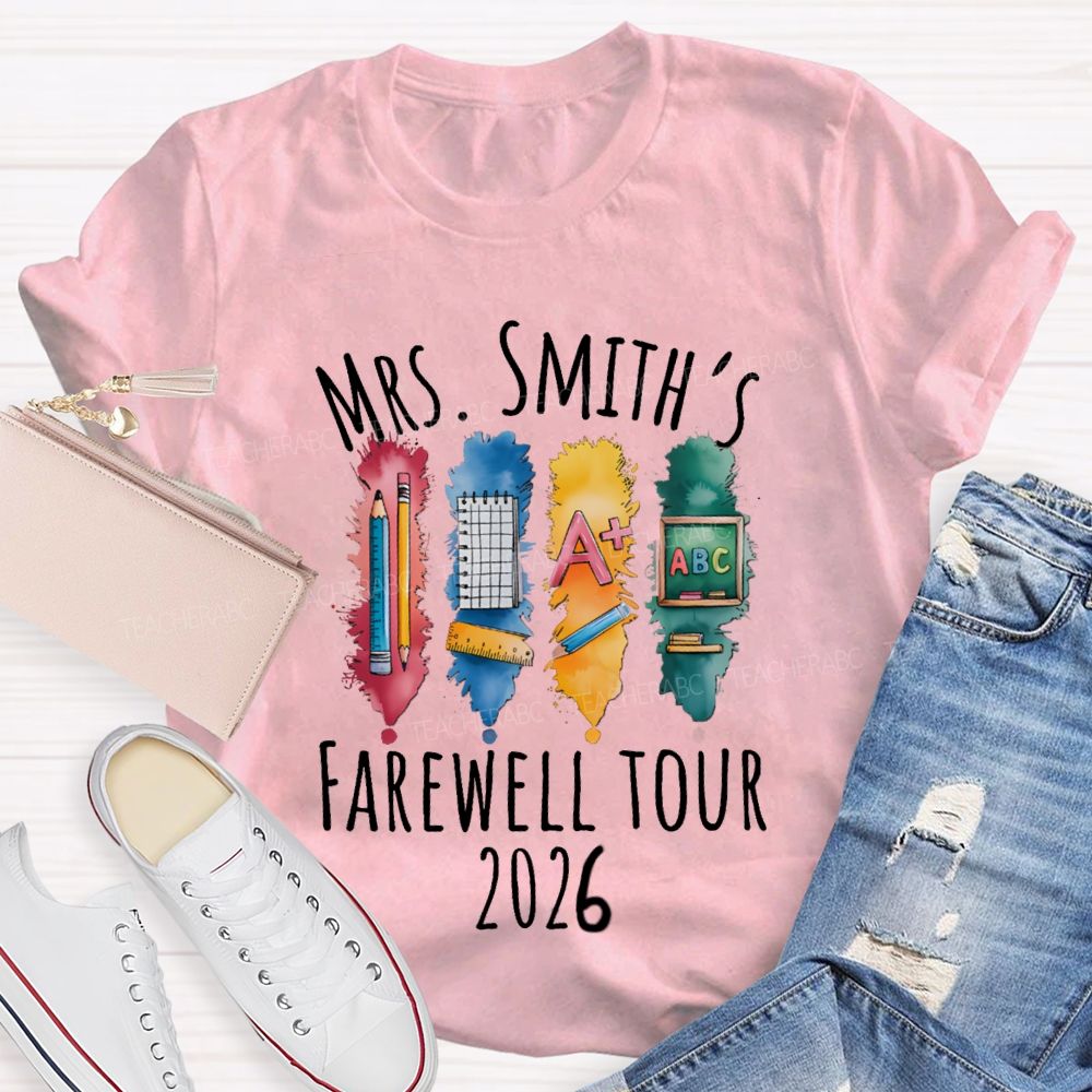Personalized Name Farewell Tour  Pencil Ruler Teacher T-Shirt