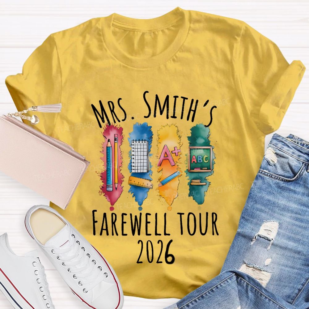 Personalized Name Farewell Tour  Pencil Ruler Teacher T-Shirt