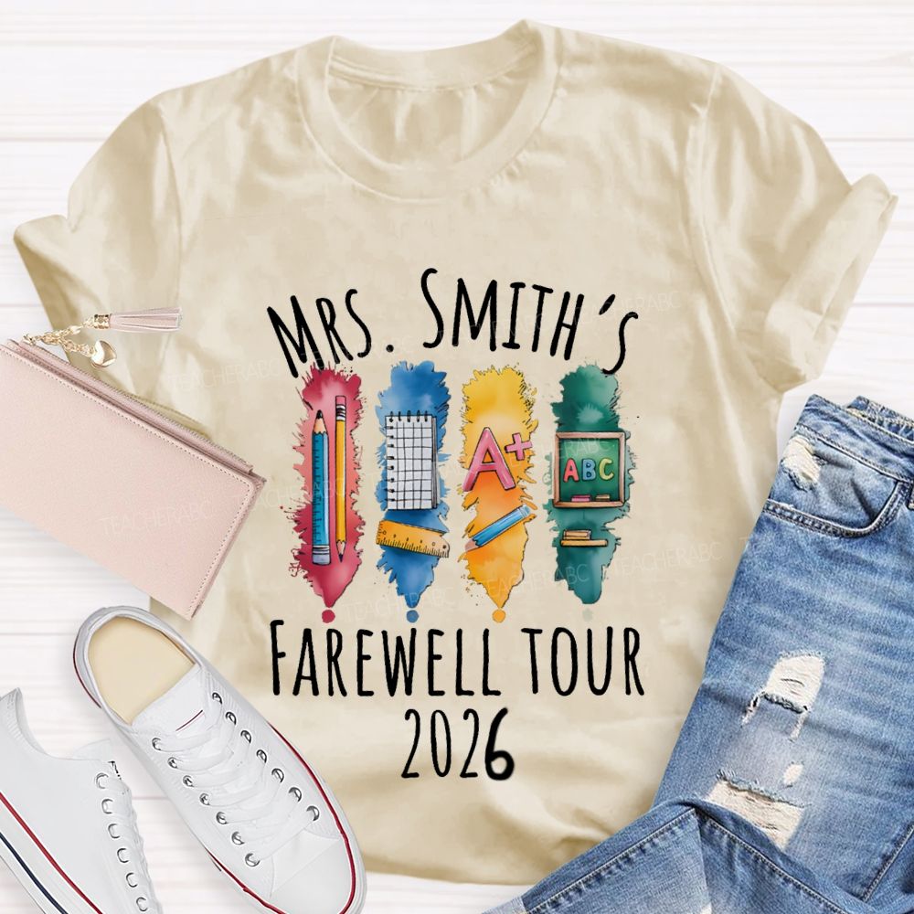 Personalized Name Farewell Tour  Pencil Ruler Teacher T-Shirt