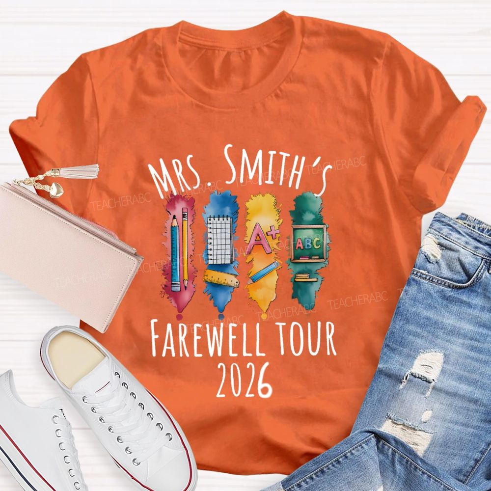 Personalized Name Farewell Tour  Pencil Ruler Teacher T-Shirt