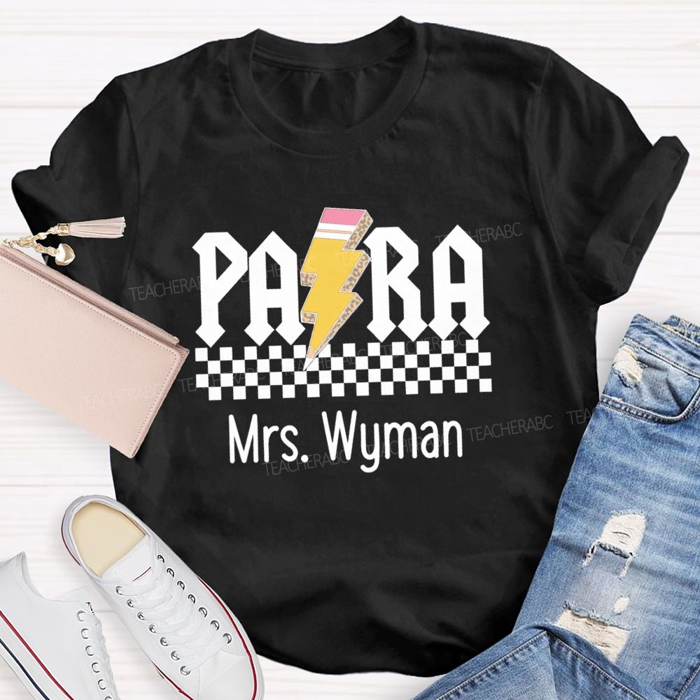 Personalized Name Para Pencil Chessboard Teacher T-Shirt