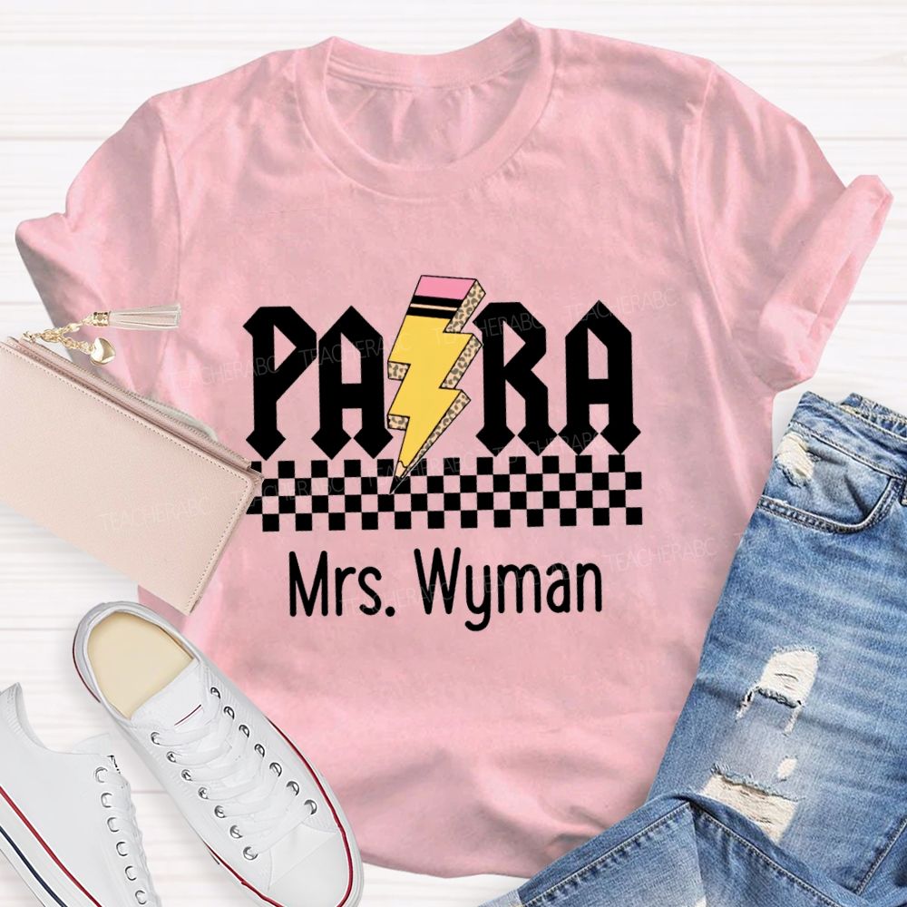 Personalized Name Para Pencil Chessboard Teacher T-Shirt