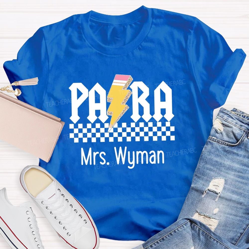 Personalized Name Para Pencil Chessboard Teacher T-Shirt