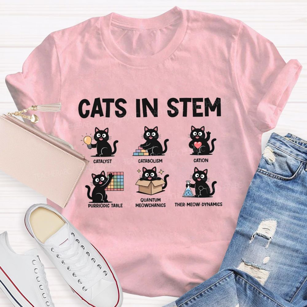 Cats In Stem Catalyst Cat abolish Cat Teacher T-shirt
