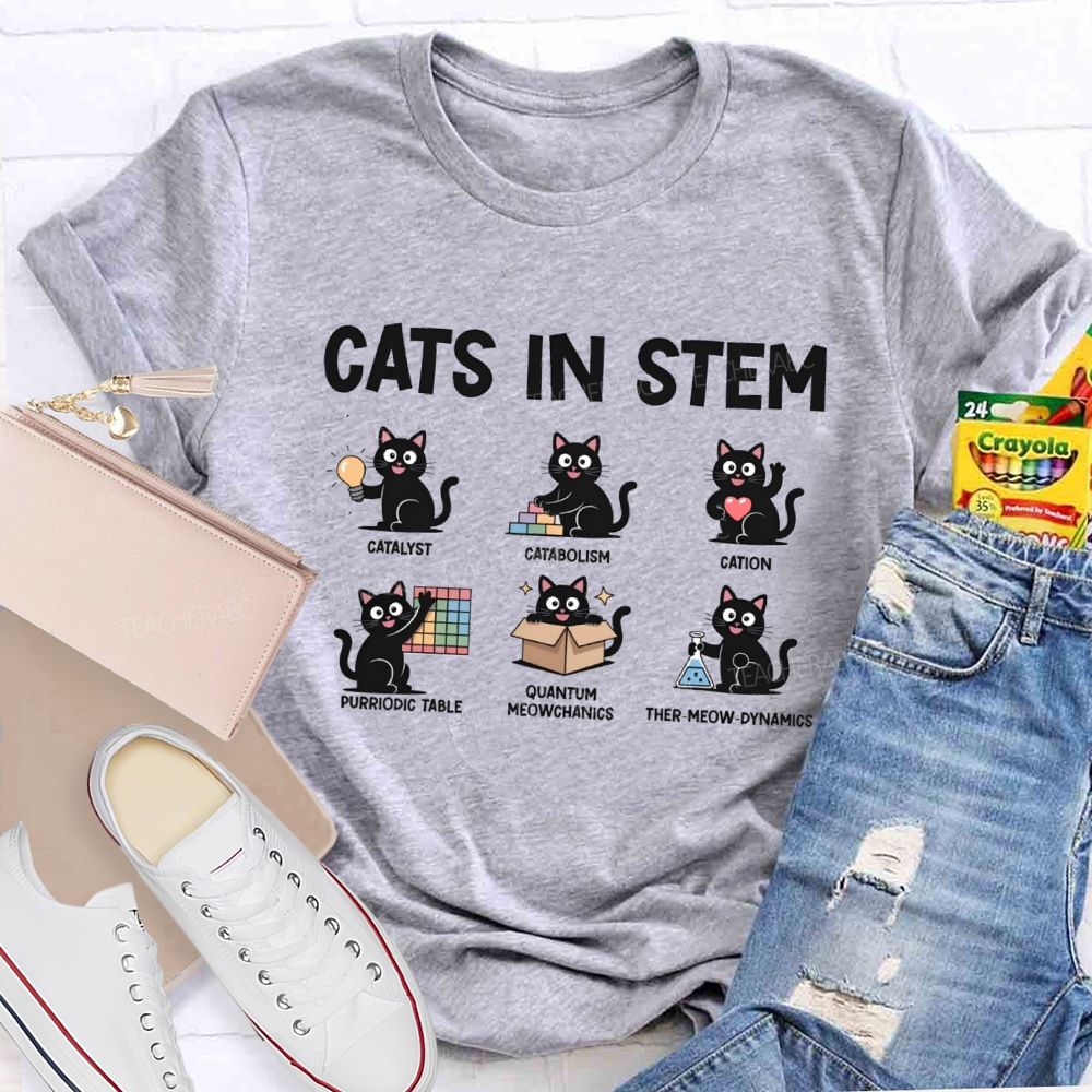 Cats In Stem Catalyst Cat abolish Cat Teacher T-shirt