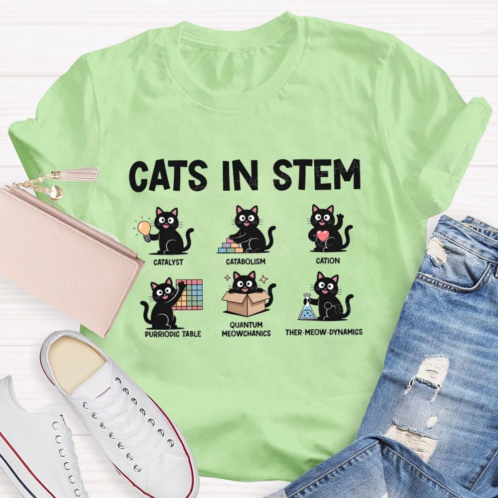 Cats In Stem Catalyst Cat abolish Cat Teacher T-shirt