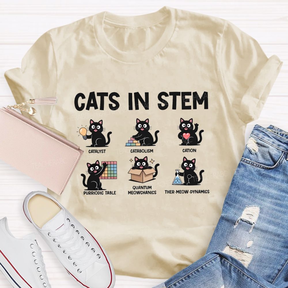 Cats In Stem Catalyst Cat abolish Cat Teacher T-shirt