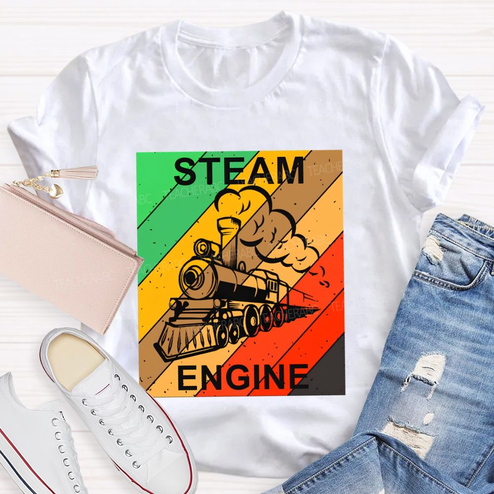 Steam Engine Science Teacher Color Print T-shirt