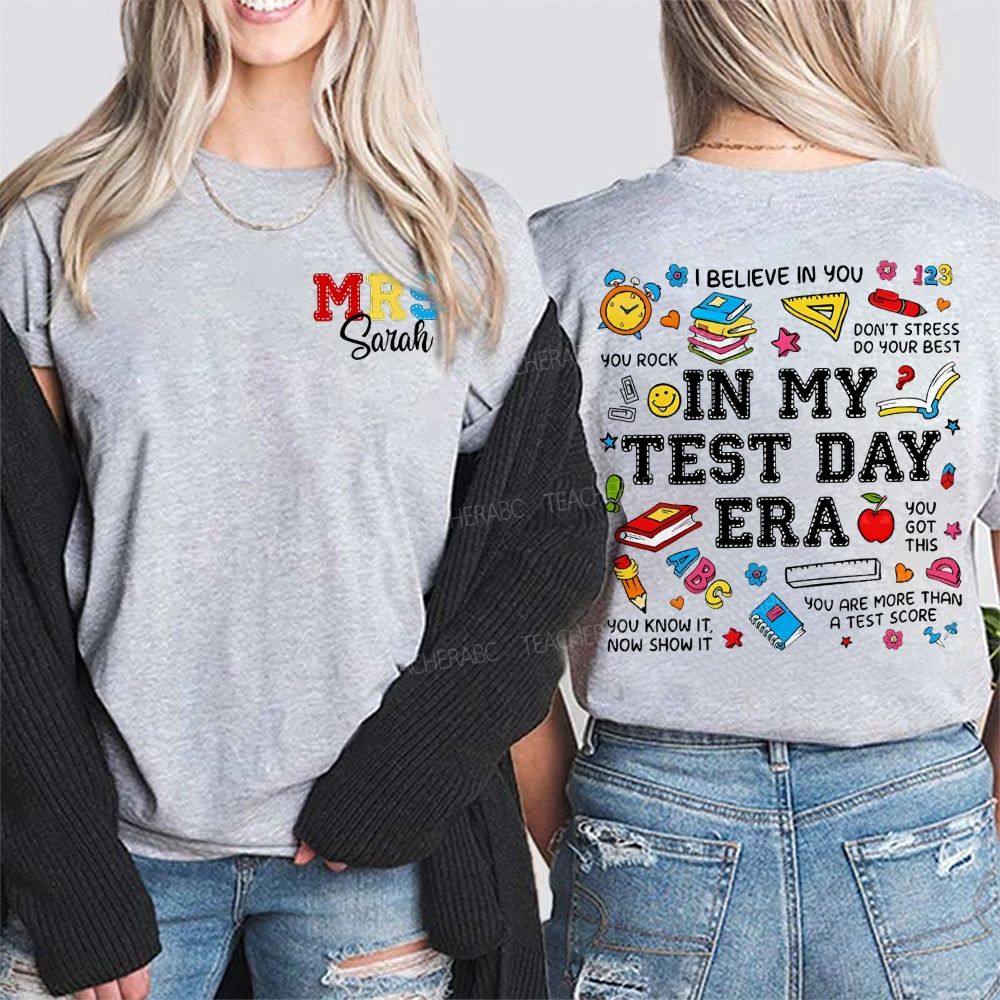 Personalized Name  In My Test Day Era  Double Printed T-shirt