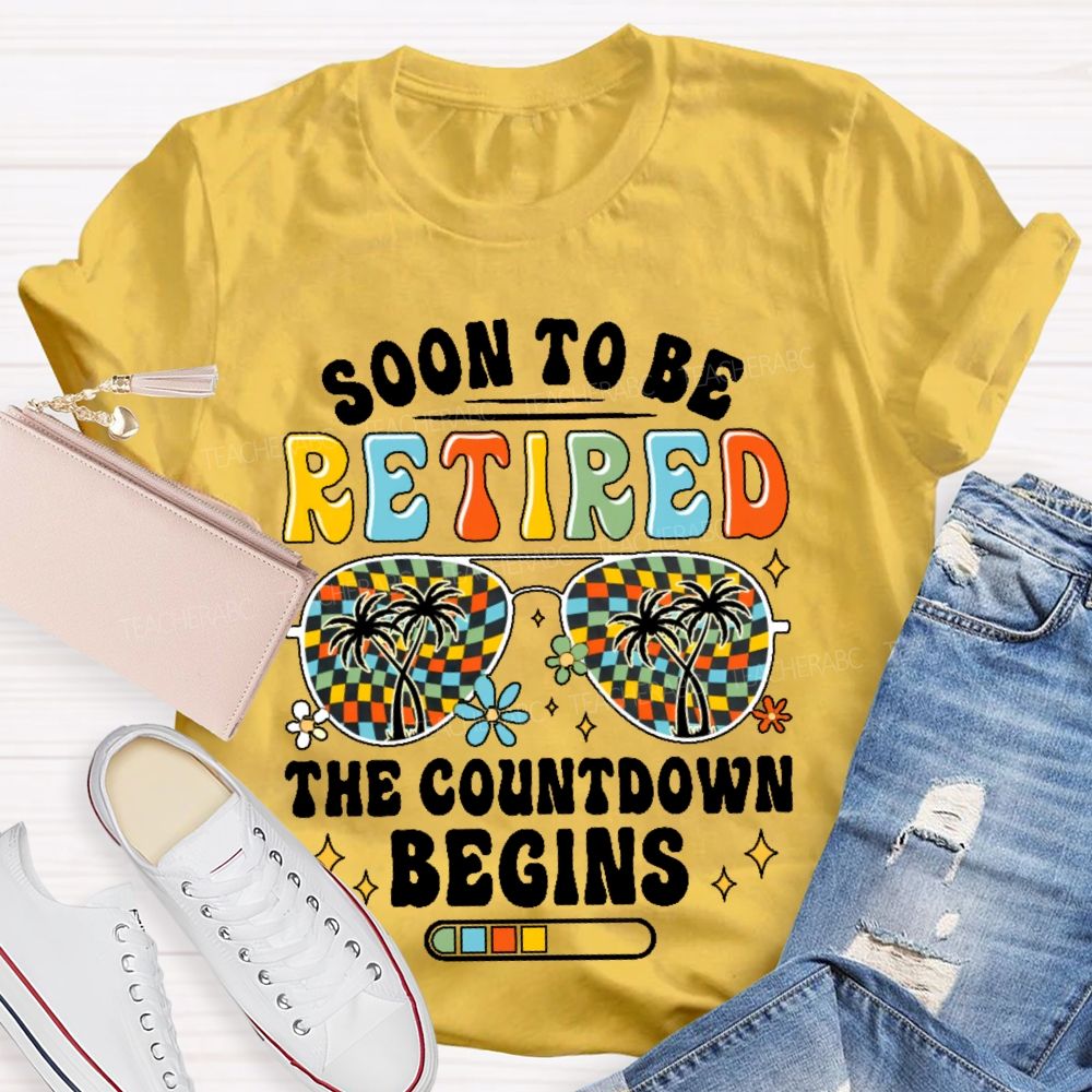 Soon To Be Retired The Countdown Begins Pattern  Teacher T-shirt