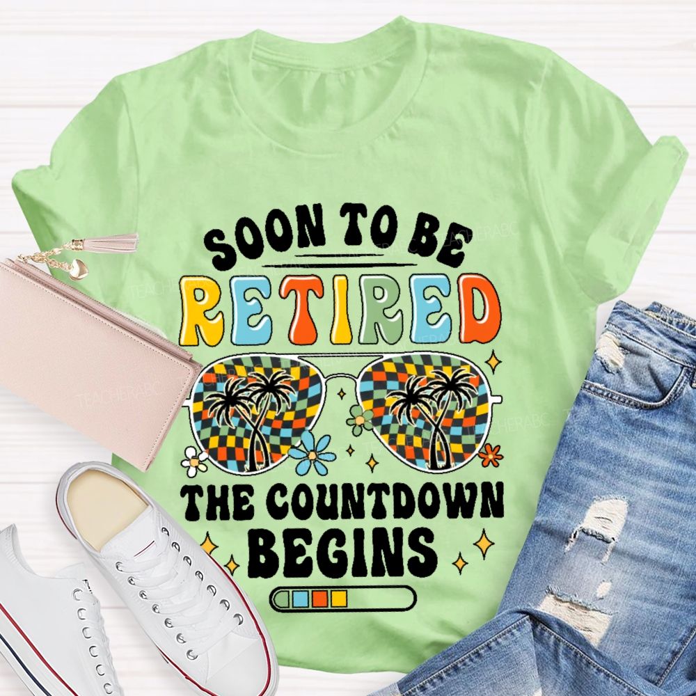 Soon To Be Retired The Countdown Begins Pattern  Teacher T-shirt