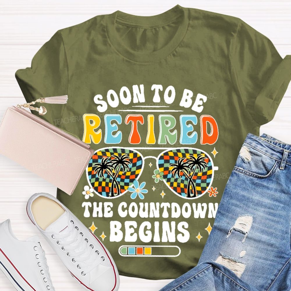 Soon To Be Retired The Countdown Begins Pattern  Teacher T-shirt