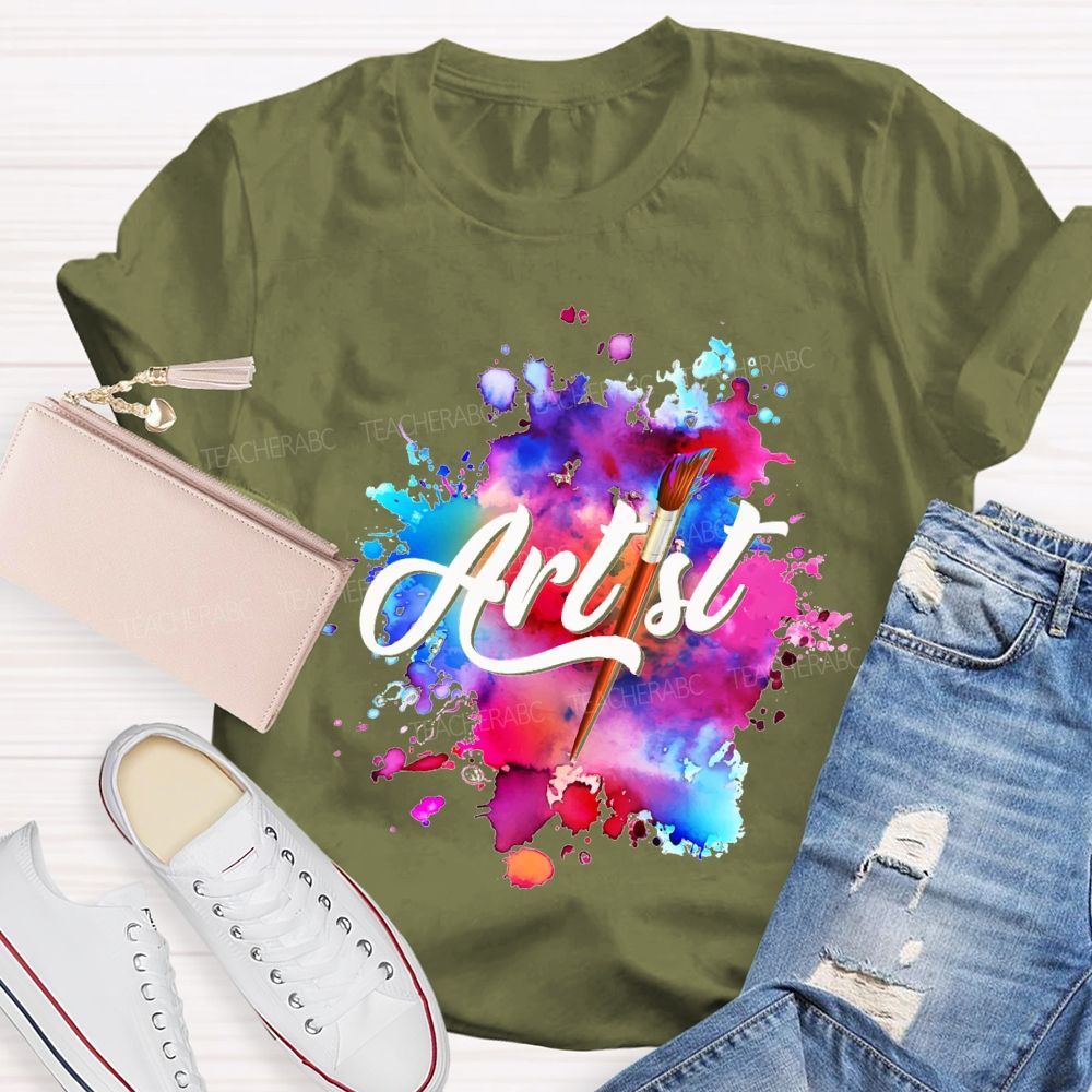 Artist Colorful Tie-Dye Prints Art Teacher T-shirt