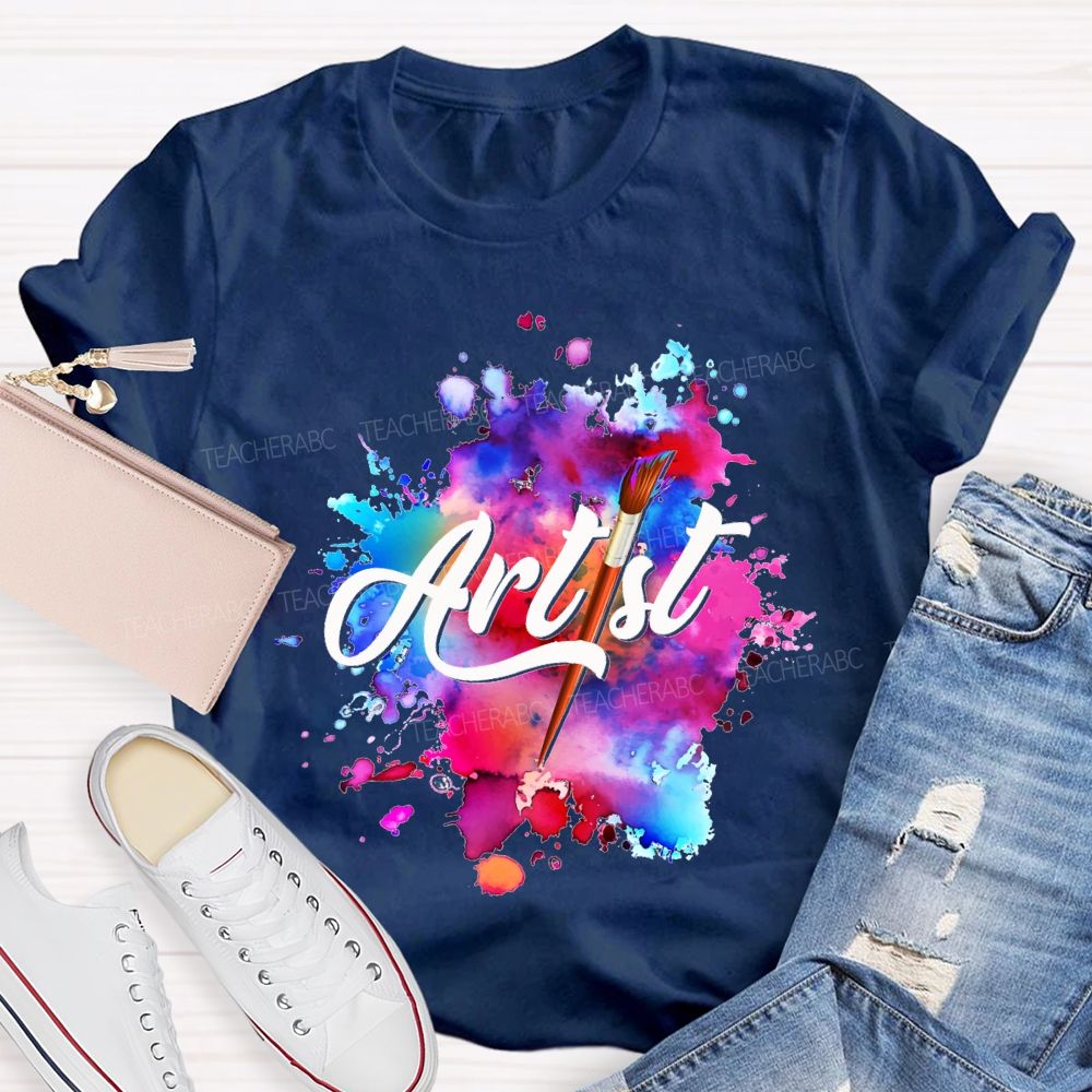 Artist Colorful Tie-Dye Prints Art Teacher T-shirt