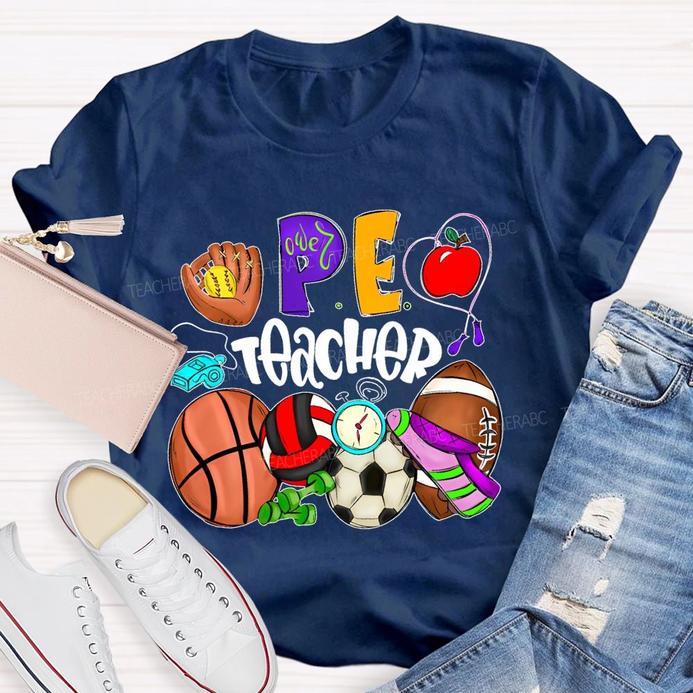 PE Teacher Sports Equipment  Teacher T-shirt