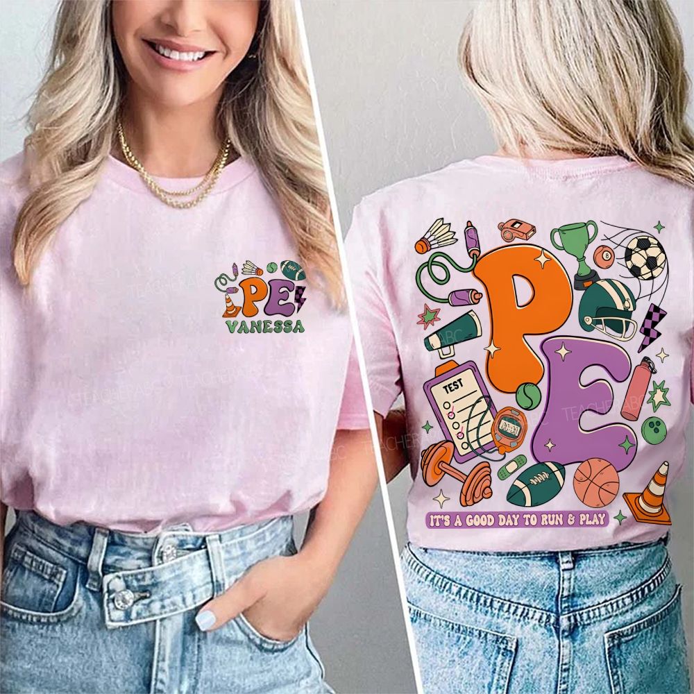 Personalized Name  It's A Good Day To Run & Play  Double Printed T-shirt