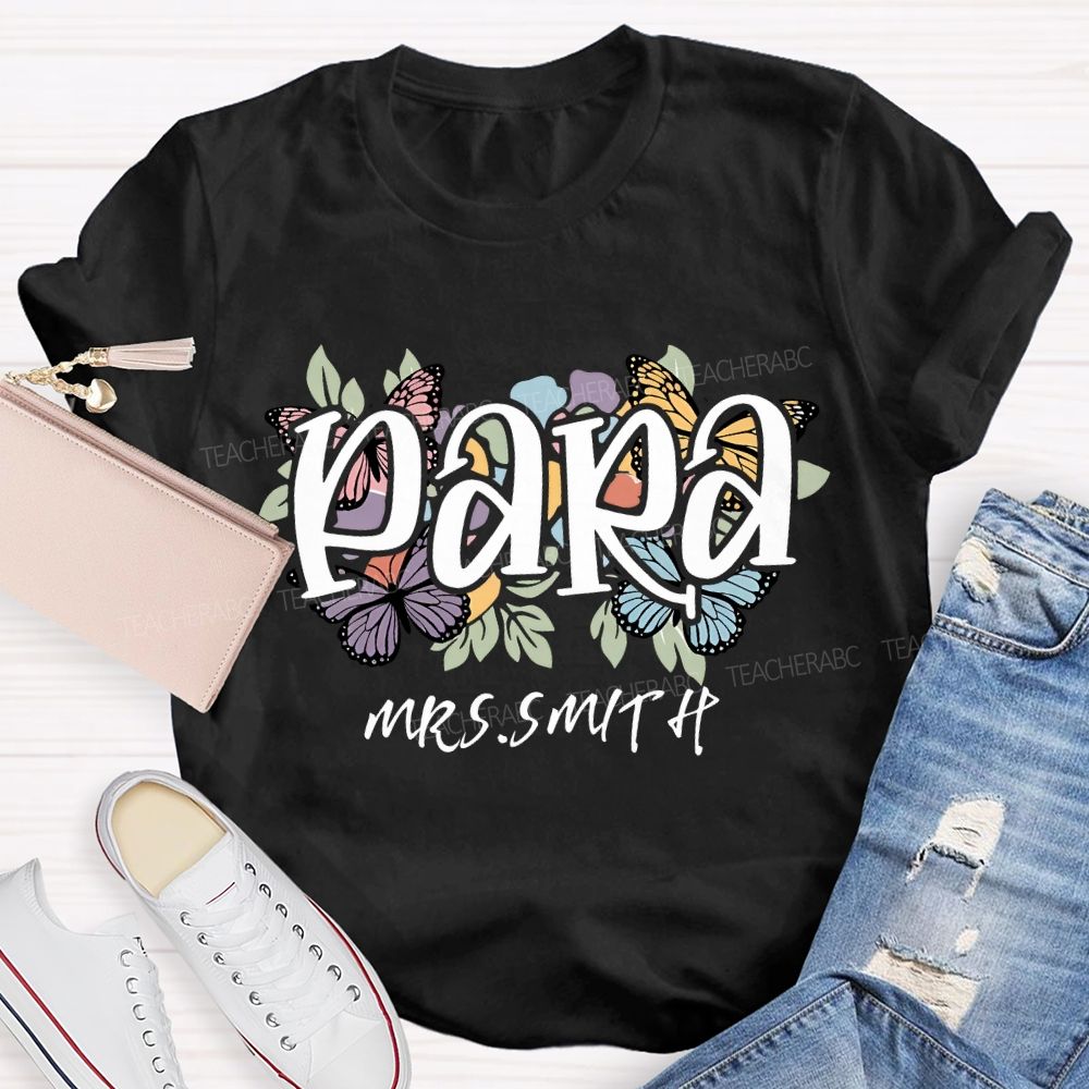 Personalized Name Para Floral Print T-shirt