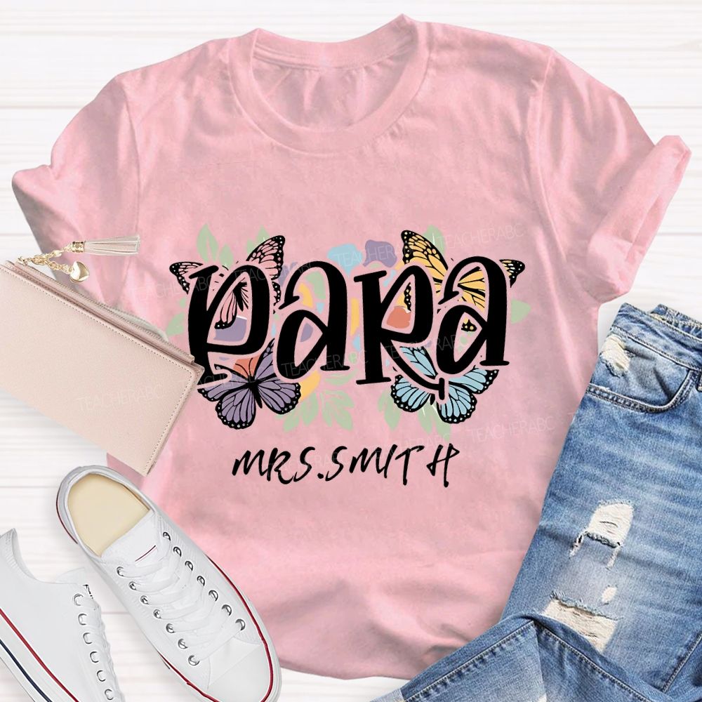 Personalized Name Para Floral Print T-shirt
