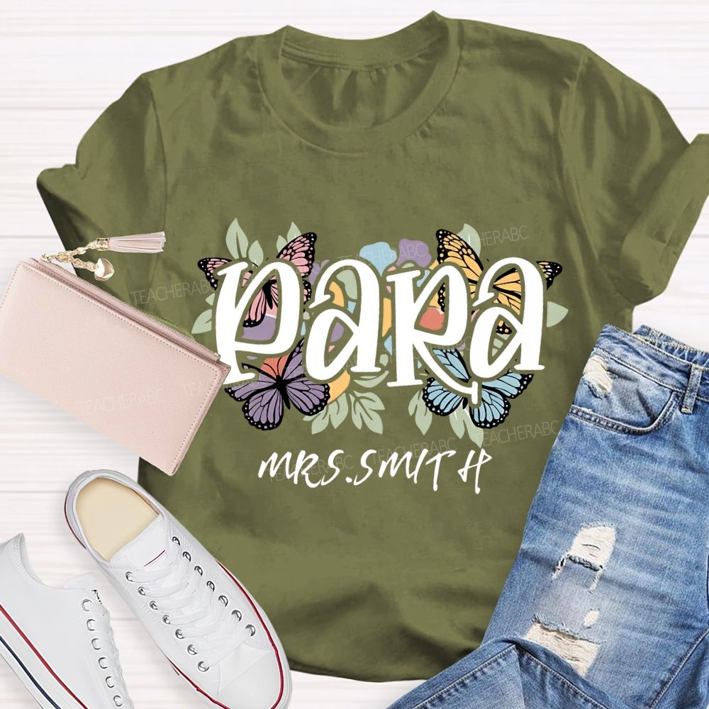 Personalized Name Para Floral Print T-shirt