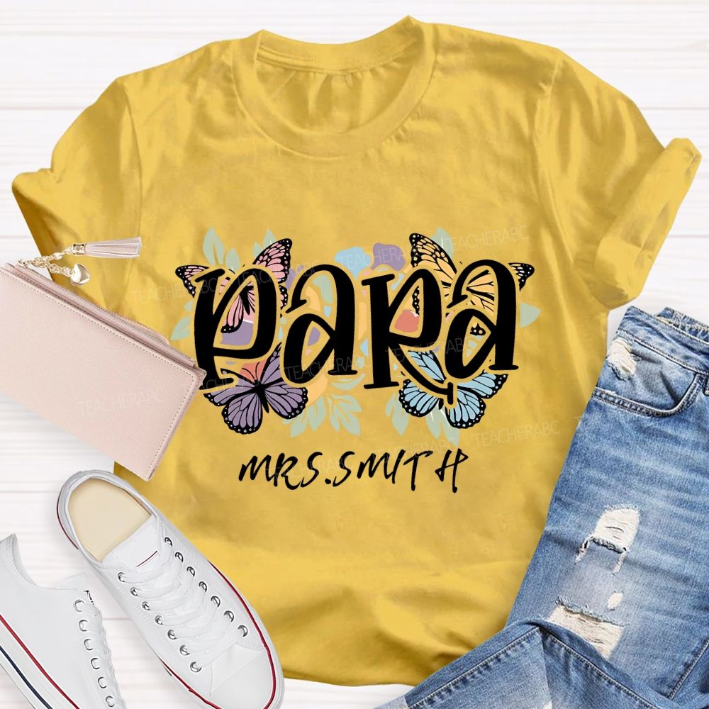 Personalized Name Para Floral Print T-shirt