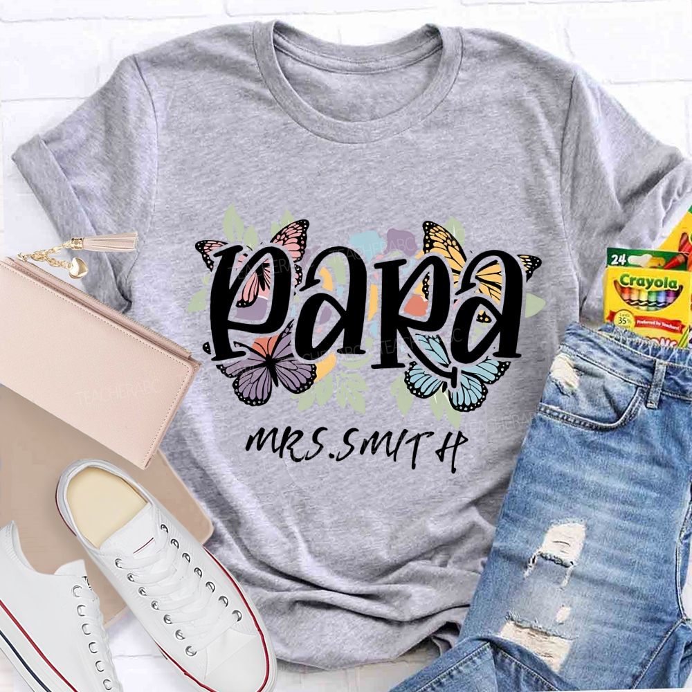Personalized Name Para Floral Print T-shirt