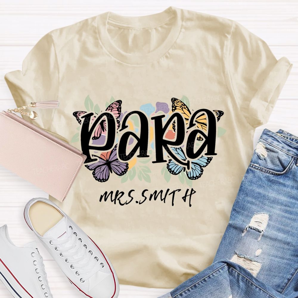 Personalized Name Para Floral Print T-shirt