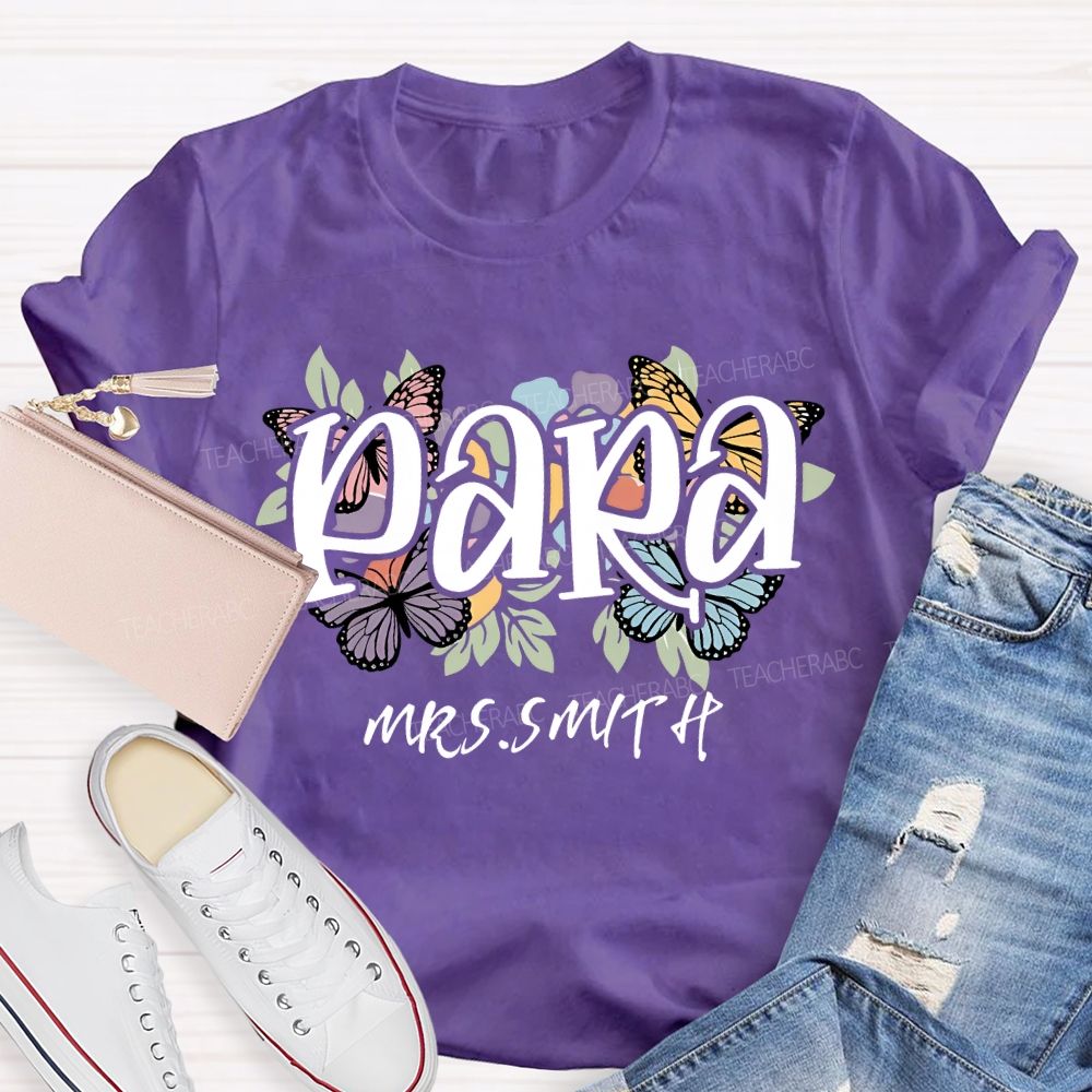 Personalized Name Para Floral Print T-shirt