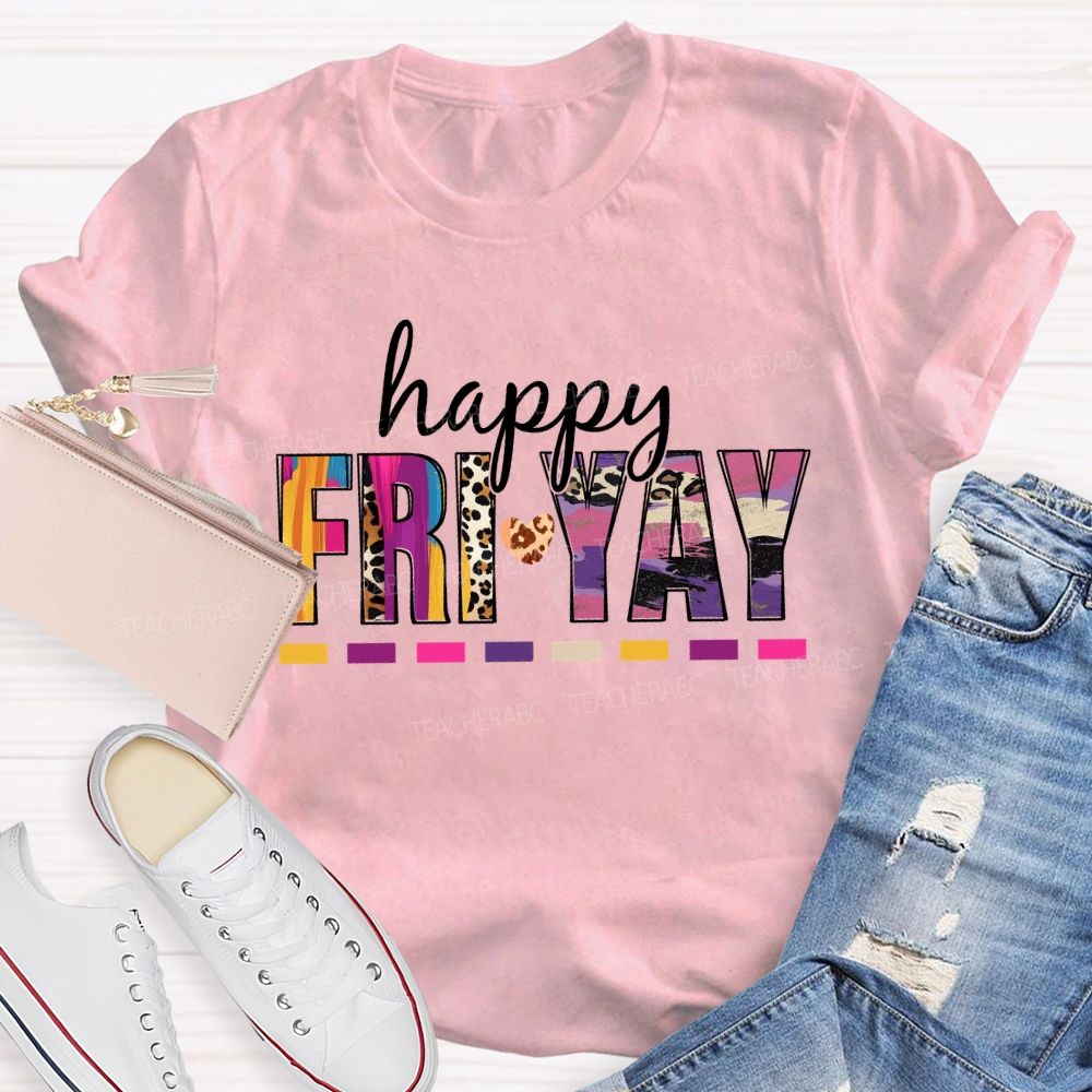 Happy Fri-Yay Leopard Teacher T-Shirt