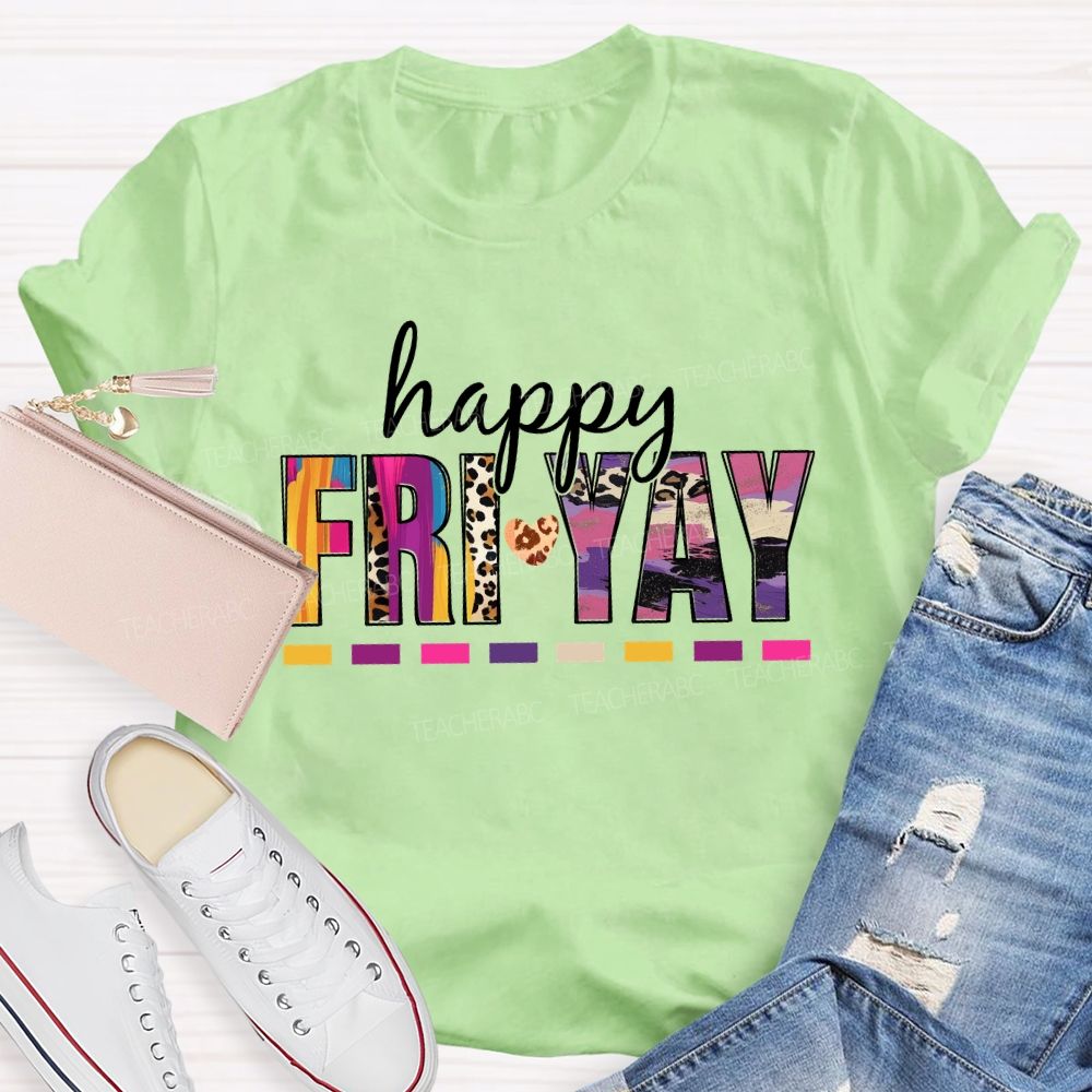 Happy Fri-Yay Leopard Teacher T-Shirt
