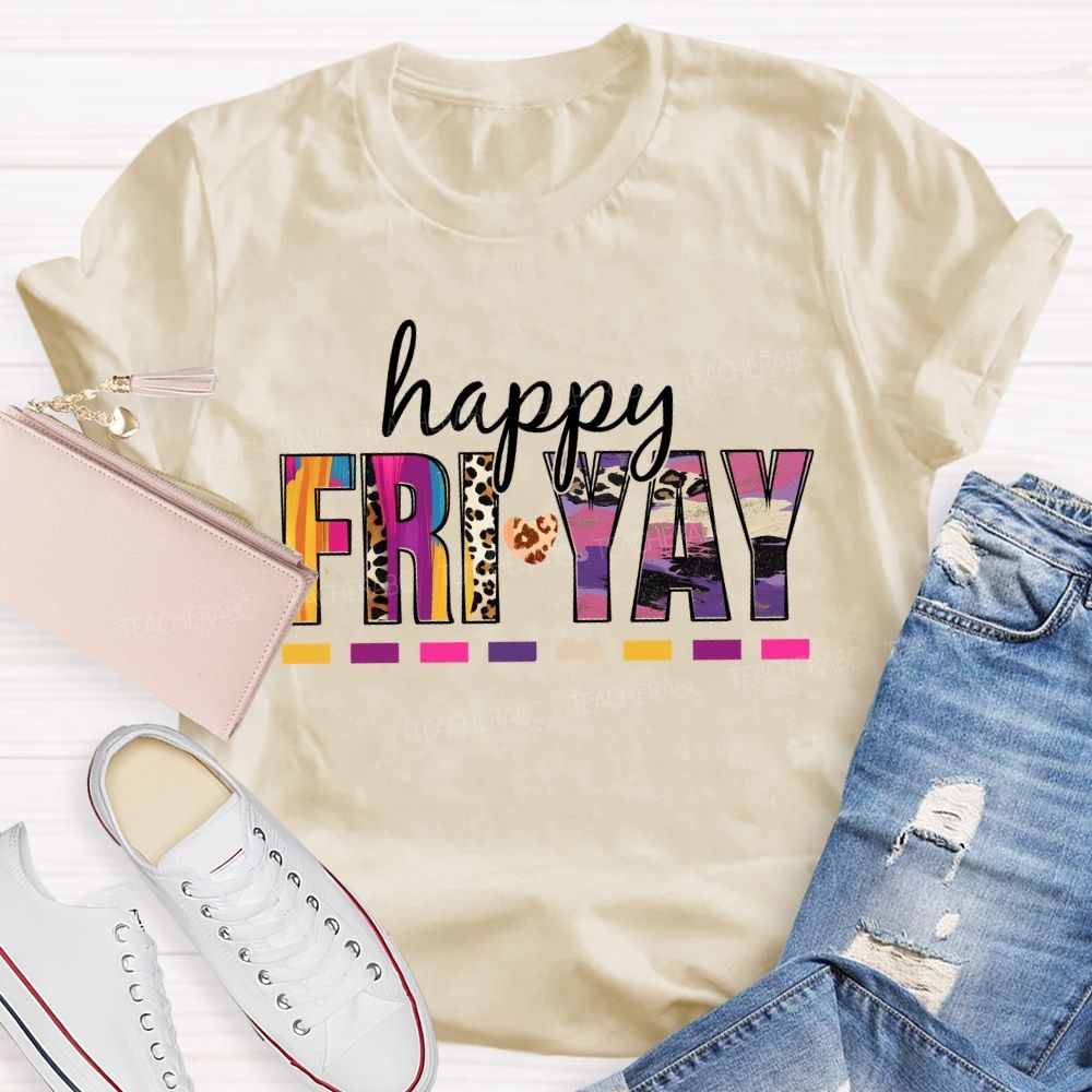Happy Fri-Yay Leopard Teacher T-Shirt