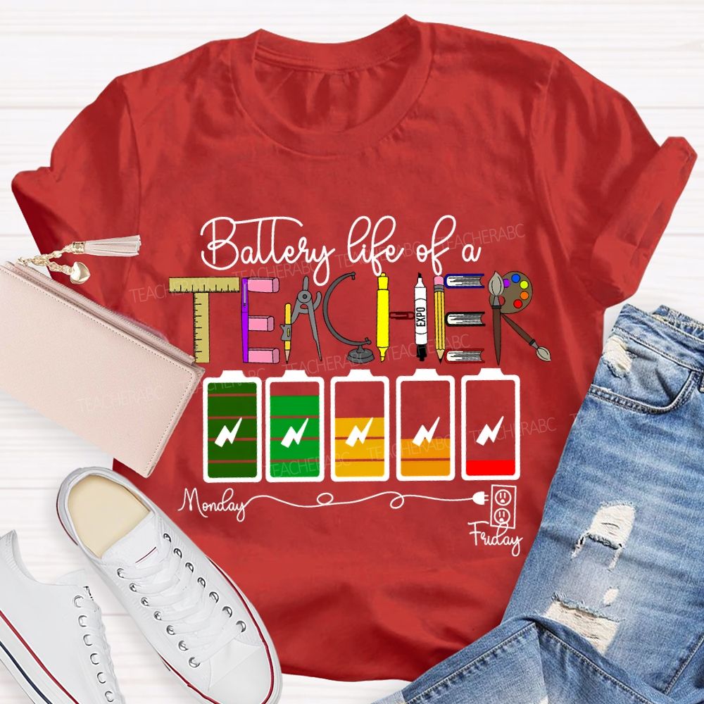 Battery Life Of A Steam Science Math Art Teacher T-shirt