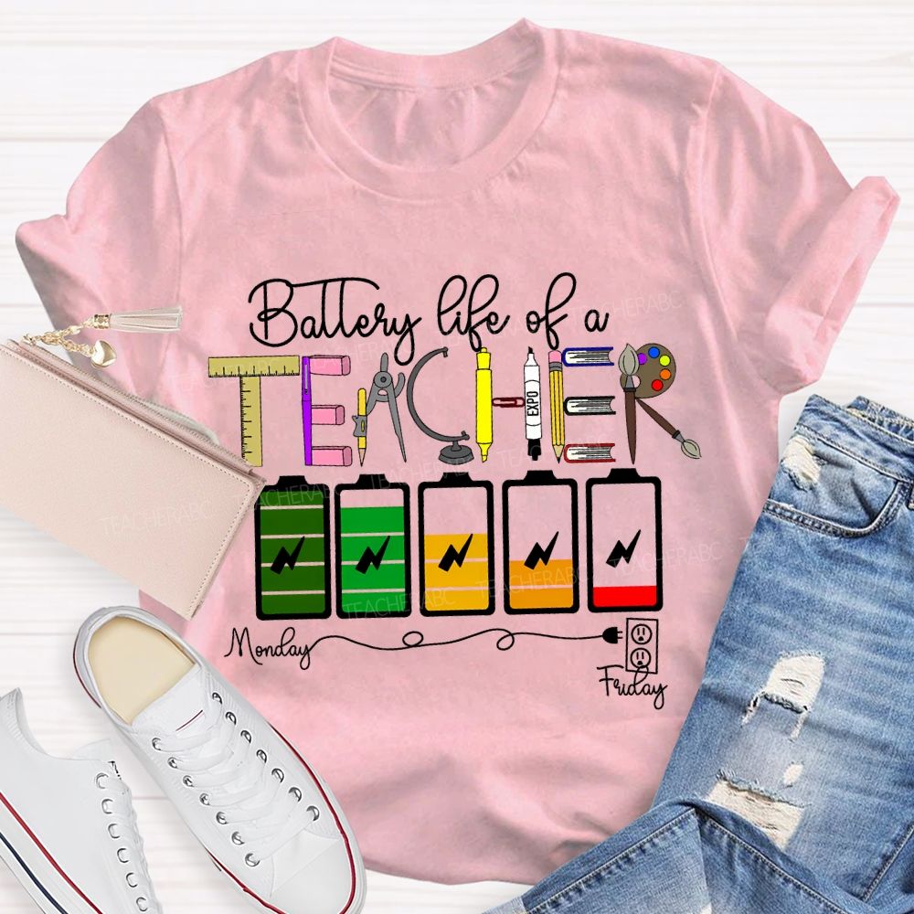 Battery Life Of A Steam Science Math Art Teacher T-shirt