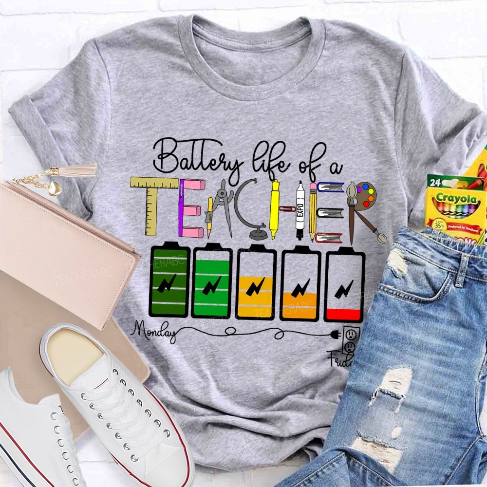 Battery Life Of A Steam Science Math Art Teacher T-shirt