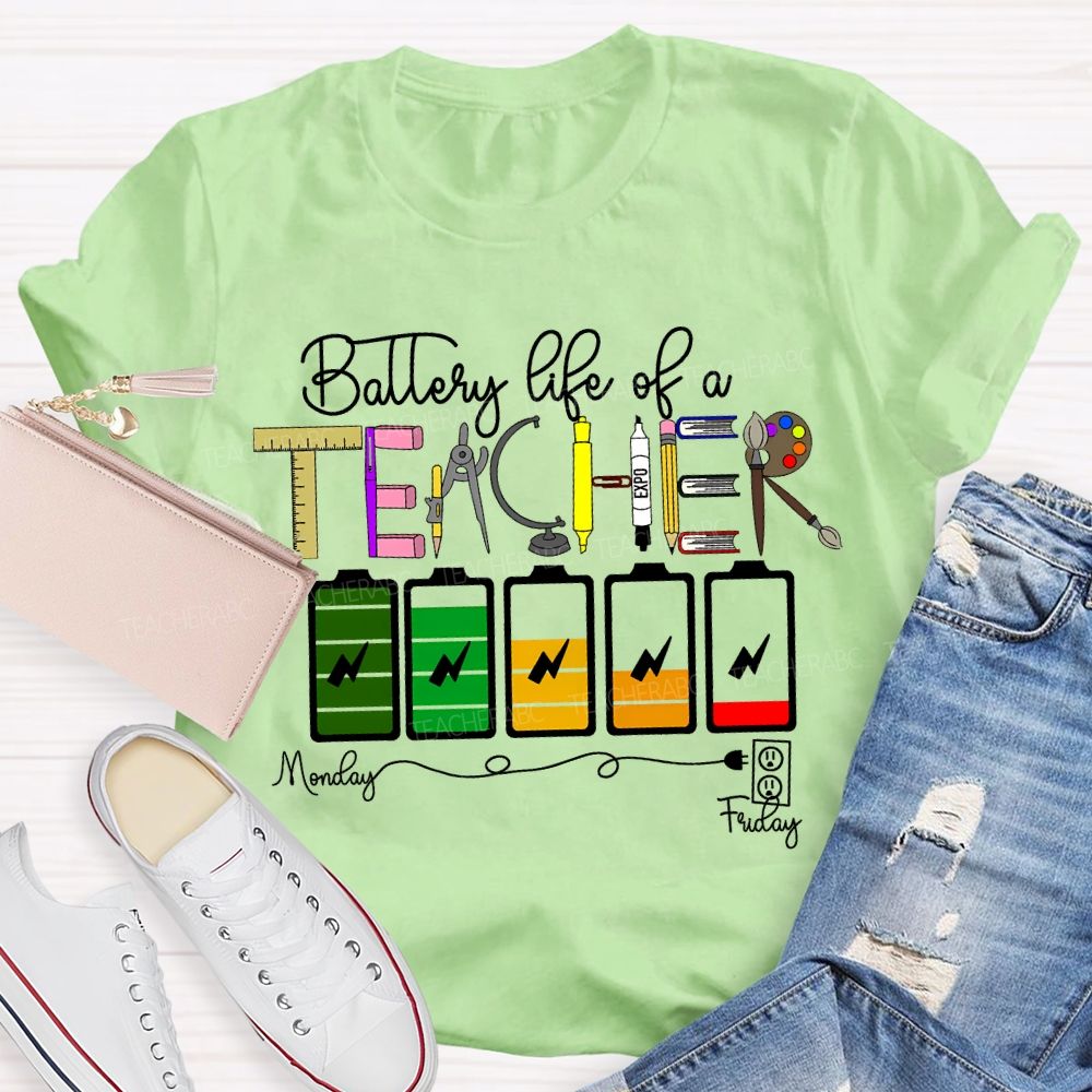 Battery Life Of A Steam Science Math Art Teacher T-shirt