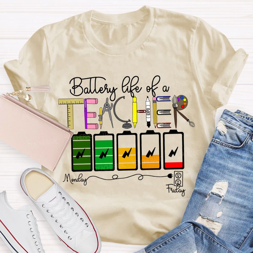 Battery Life Of A Steam Science Math Art Teacher T-shirt
