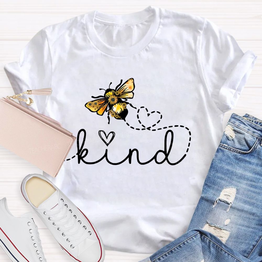 Bee Kind Pattern Letters  Teacher T-shirt