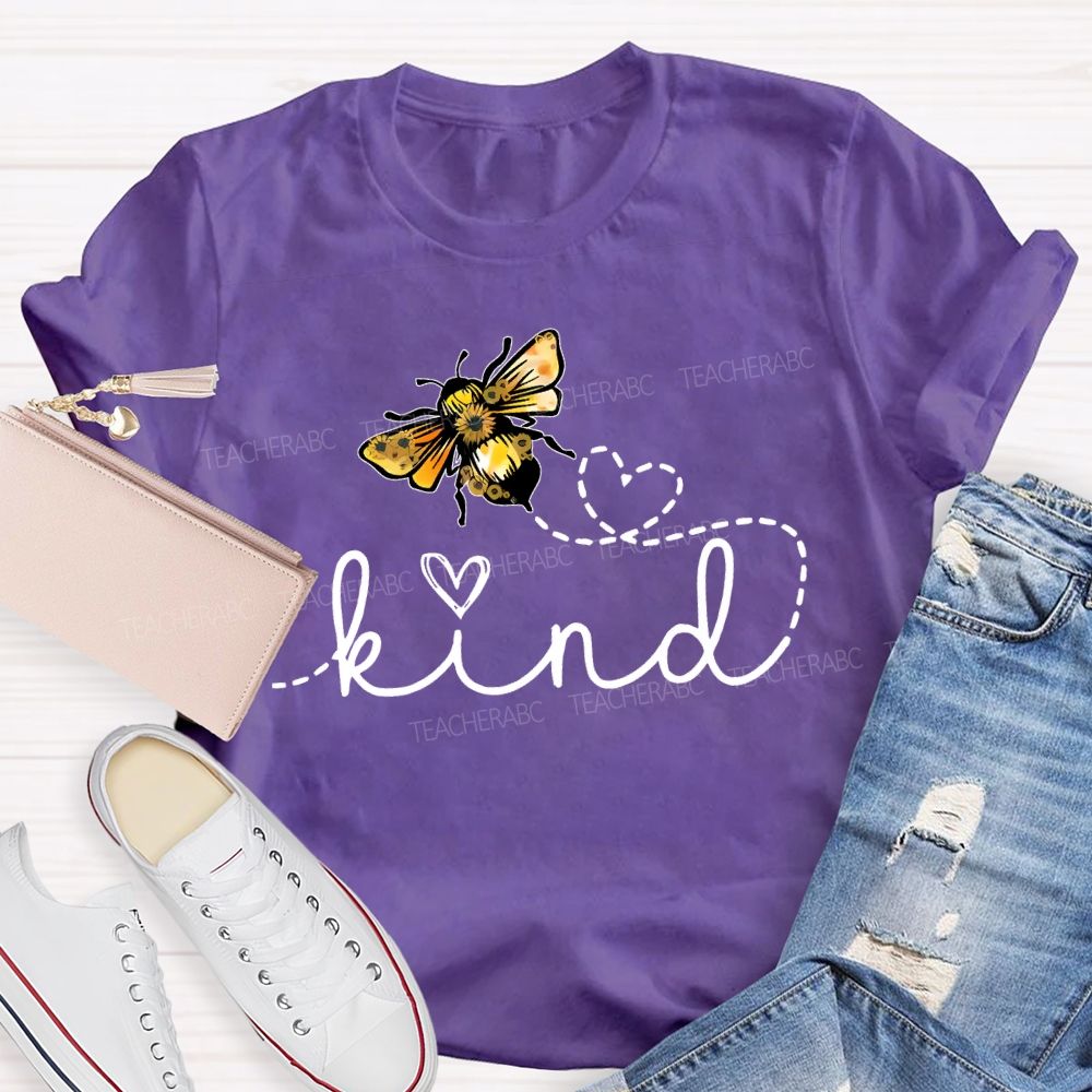 Bee Kind Pattern Letters  Teacher T-shirt