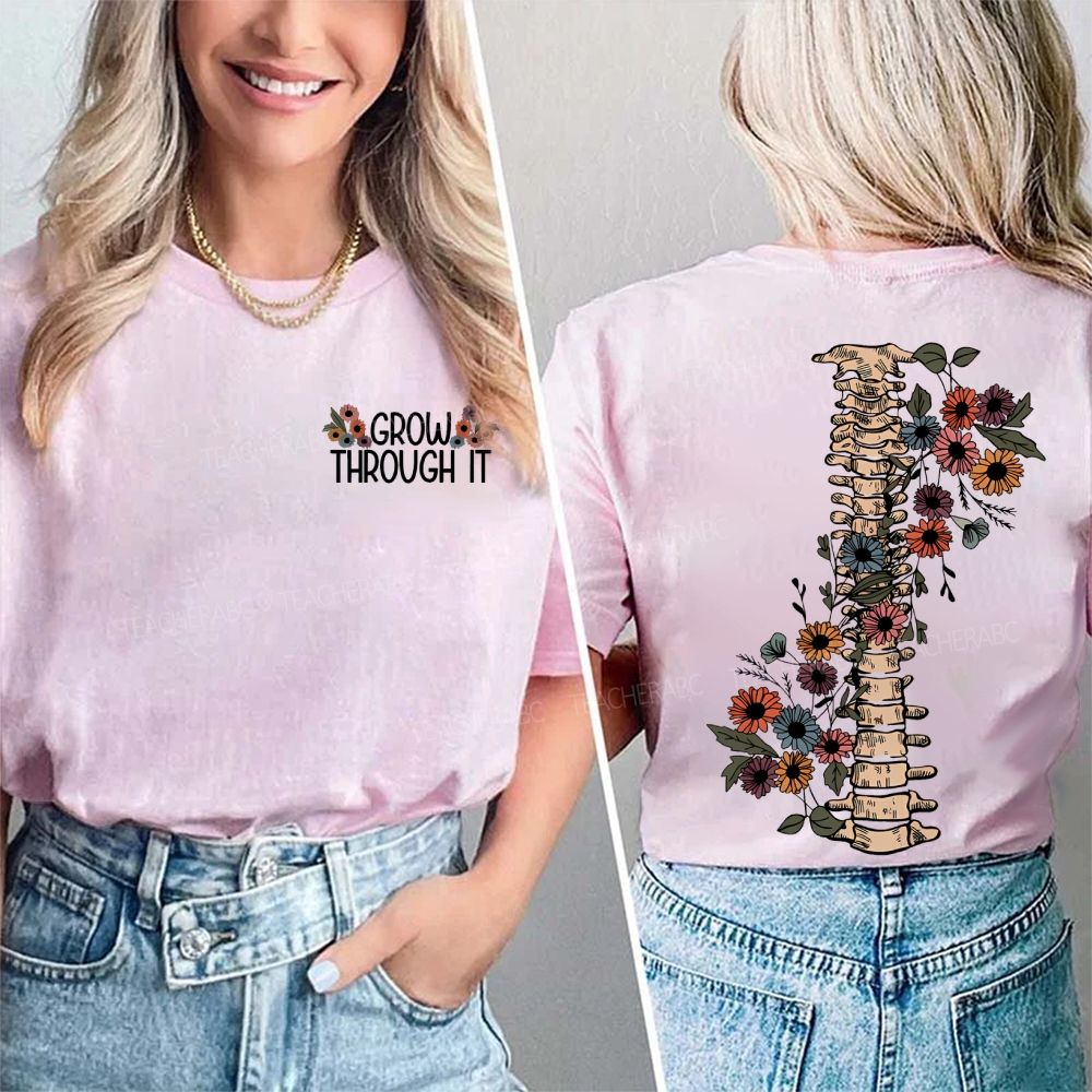 Grow Through It  Graphic  Double Printed T-shirt