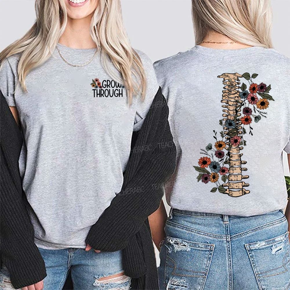 Grow Through It  Graphic  Double Printed T-shirt