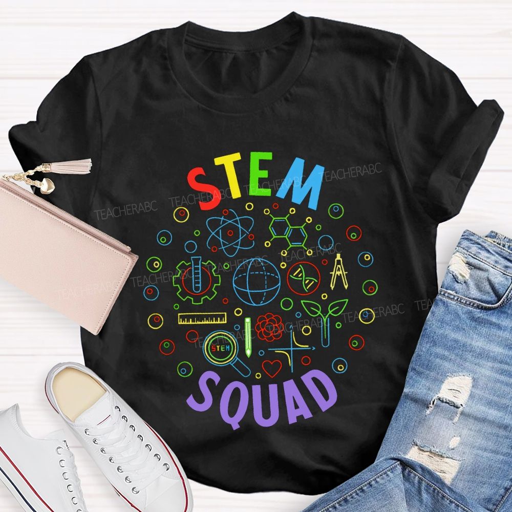 Stem Squad Color Science Experiment Equipment Teacher T-shirt