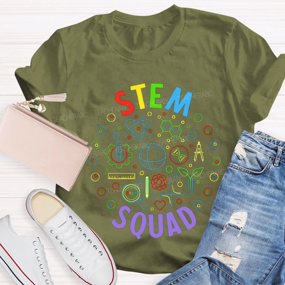 Stem Squad Color Science Experiment Equipment Teacher T-shirt