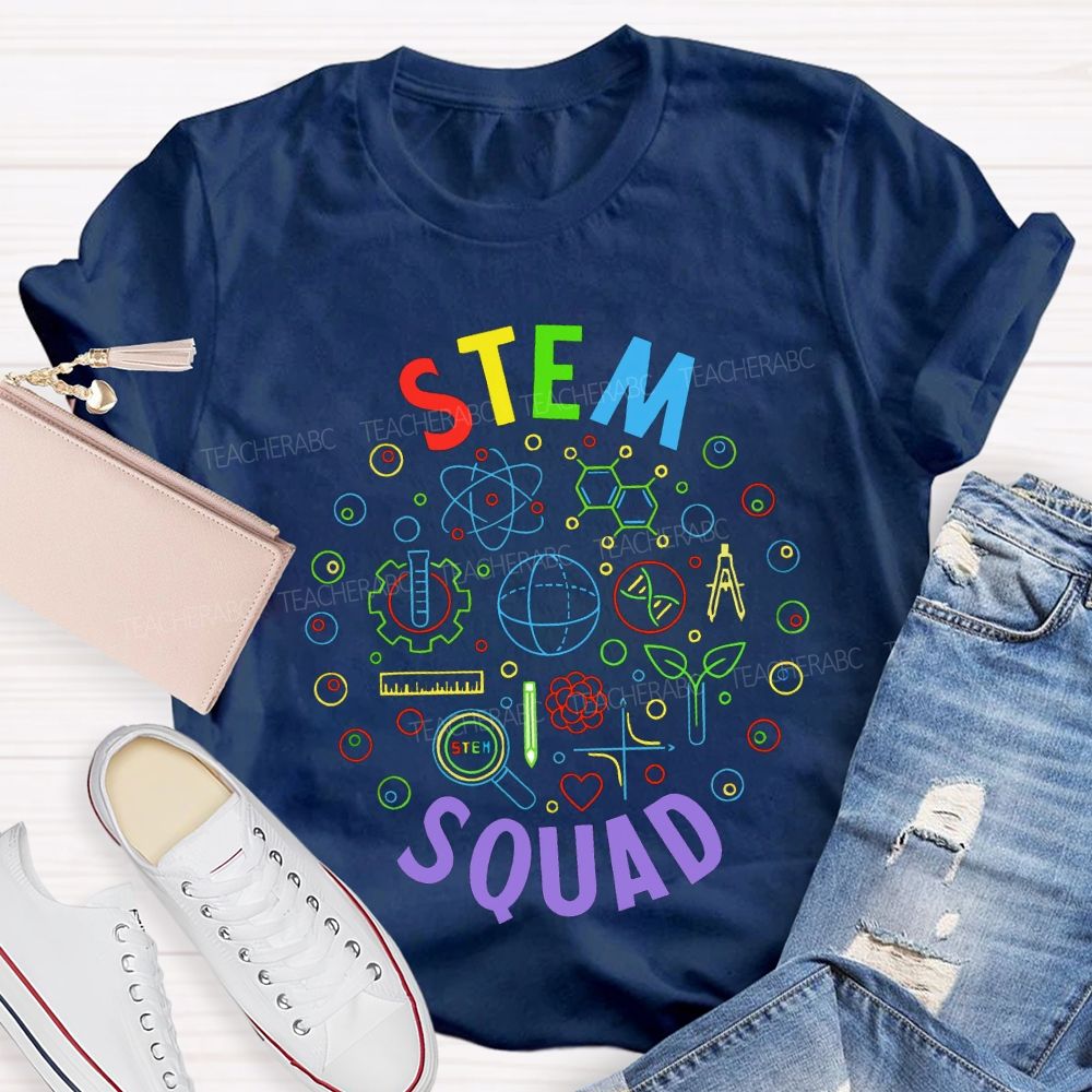 Stem Squad Color Science Experiment Equipment Teacher T-shirt