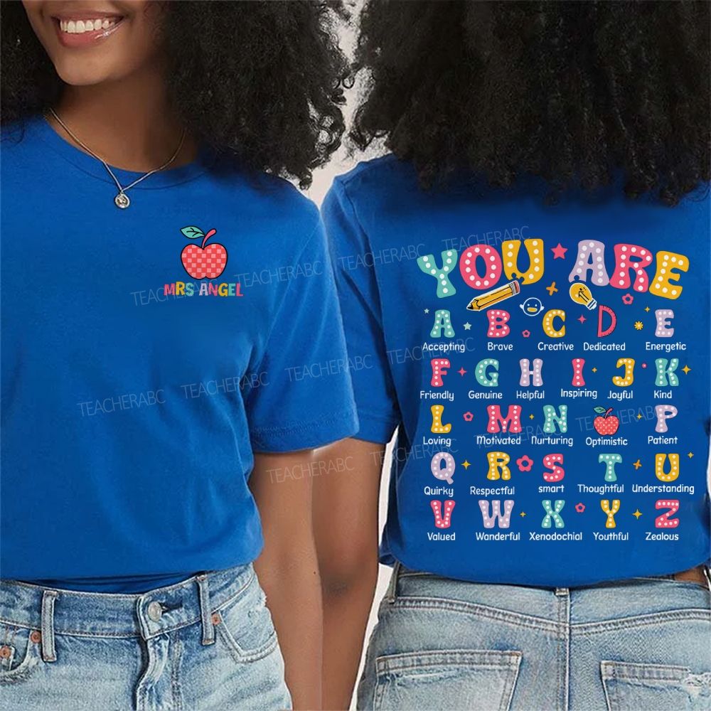 Personalized Name You Are Accepting Brave Creative Dedicated Colored Fonts Double Printed T-shirt