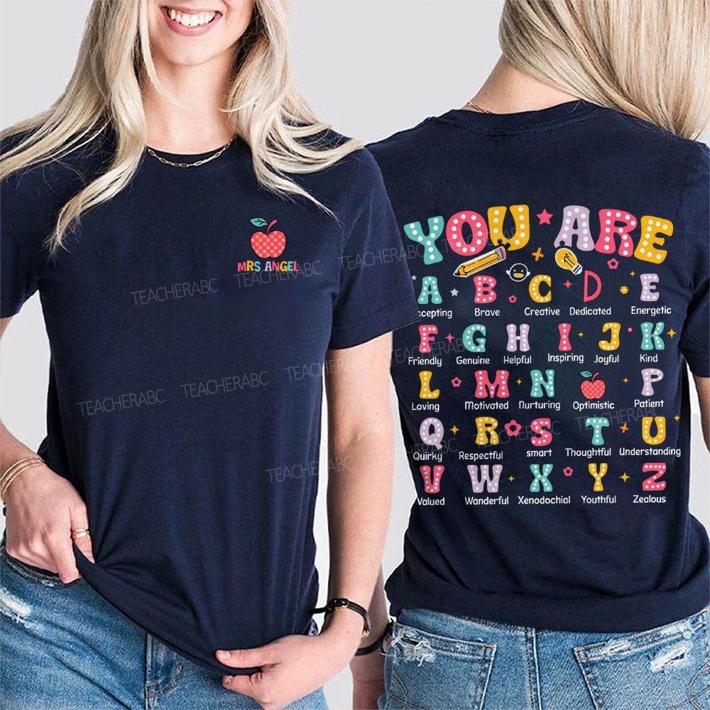 Personalized Name You Are Accepting Brave Creative Dedicated Colored Fonts Double Printed T-shirt
