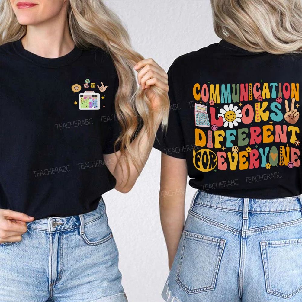 Personalized Name Communication Looks Different Everyone Double Printed T-shirt