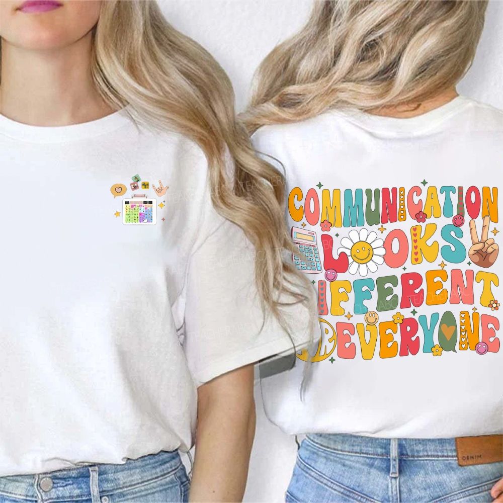 Personalized Name Communication Looks Different Everyone Double Printed T-shirt
