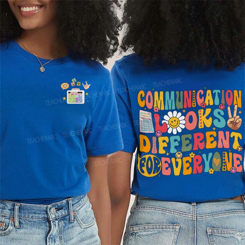 Personalized Name Communication Looks Different Everyone Double Printed T-shirt